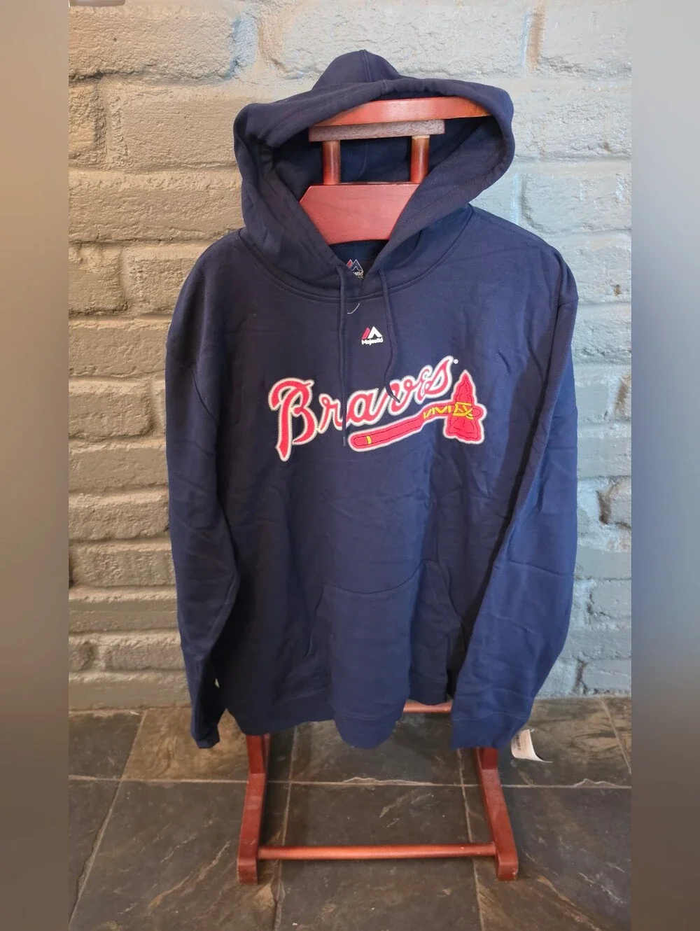 NWT Majestic Ronald Acuña Jr Atlanta Braves Hoodie 3XL Navy Blue Fleece